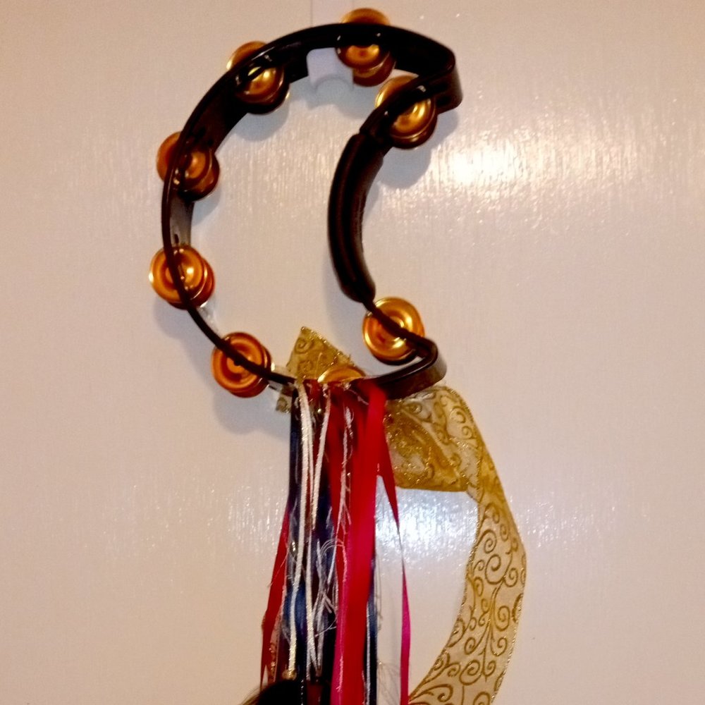 Stevie Nicks Inspired Moon Tambourine with Beads